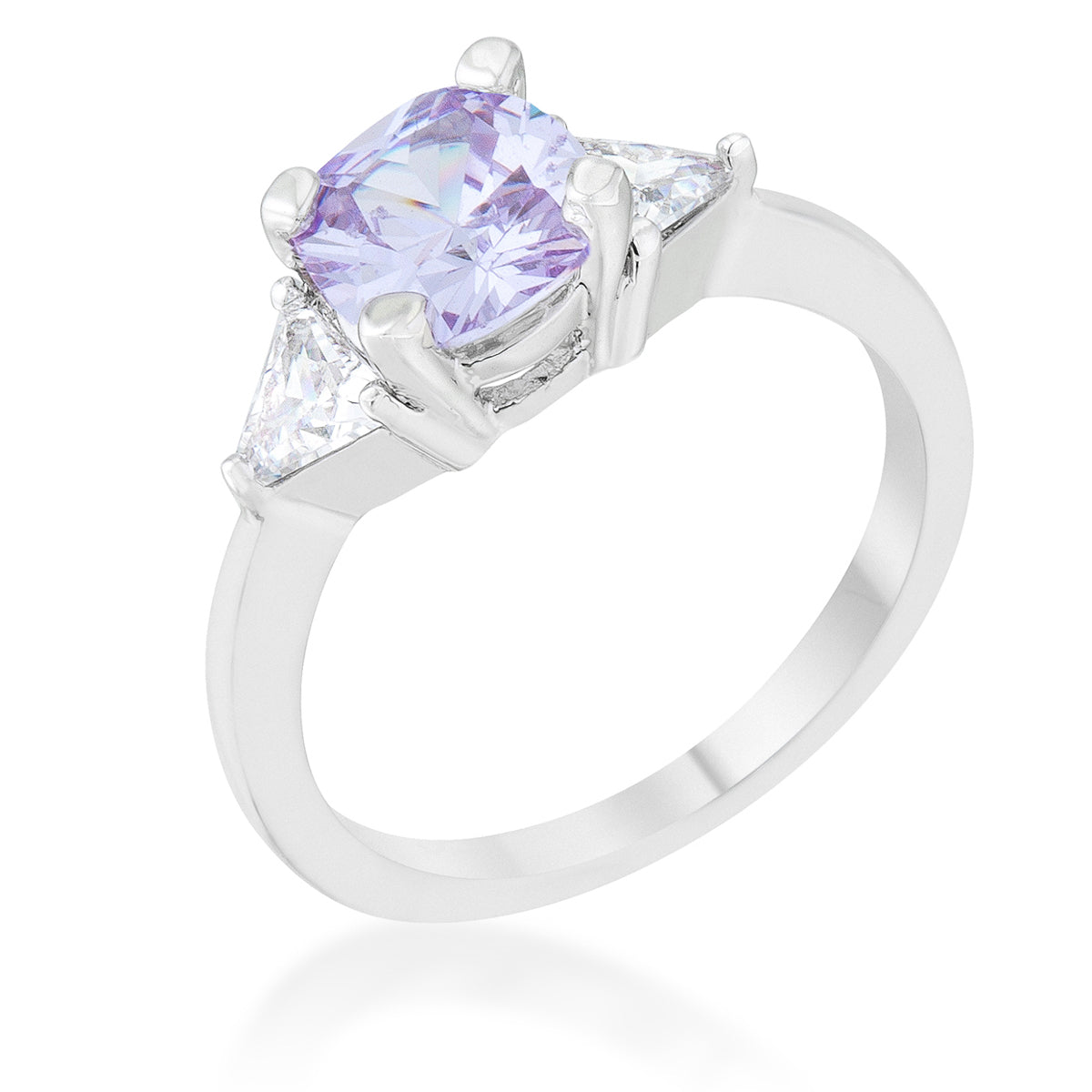 Tempting Edge Couture Line Shonda 1.8ct Lavender CZ Rhodium Cushion Classic Statement Ring - Friggin Jewelry Fashion