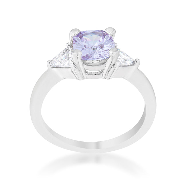 Tempting Edge Couture Line Shonda 1.8ct Lavender CZ Rhodium Cushion Classic Statement Ring - Friggin Jewelry Fashion