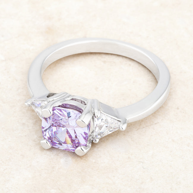Tempting Edge Couture Line Shonda 1.8ct Lavender CZ Rhodium Cushion Classic Statement Ring - Friggin Jewelry Fashion