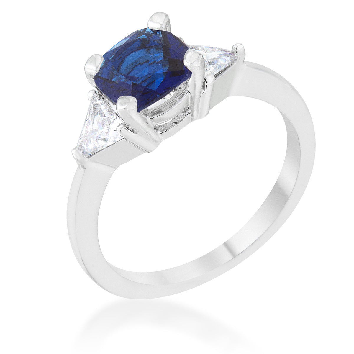 Sultry Edge Classic Muse Shonda 1.8ct Sapphire CZ Rhodium Cushion Classic Statement Ring - Friggin Jewelry Fashion