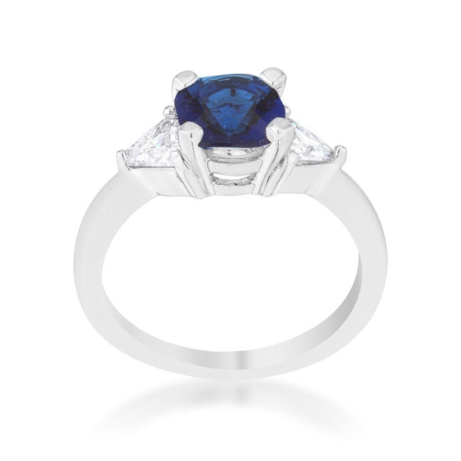Sultry Edge Classic Muse Shonda 1.8ct Sapphire CZ Rhodium Cushion Classic Statement Ring - Friggin Jewelry Fashion