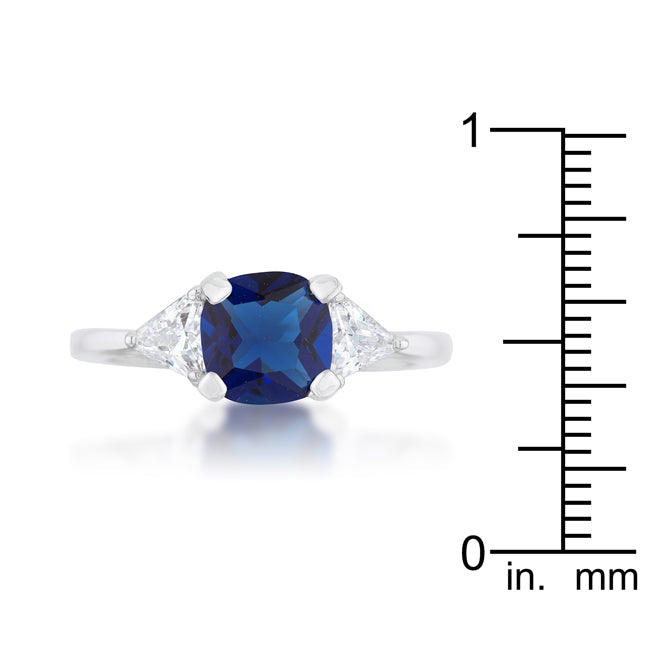 Sultry Edge Classic Muse Shonda 1.8ct Sapphire CZ Rhodium Cushion Classic Statement Ring - Friggin Jewelry Fashion