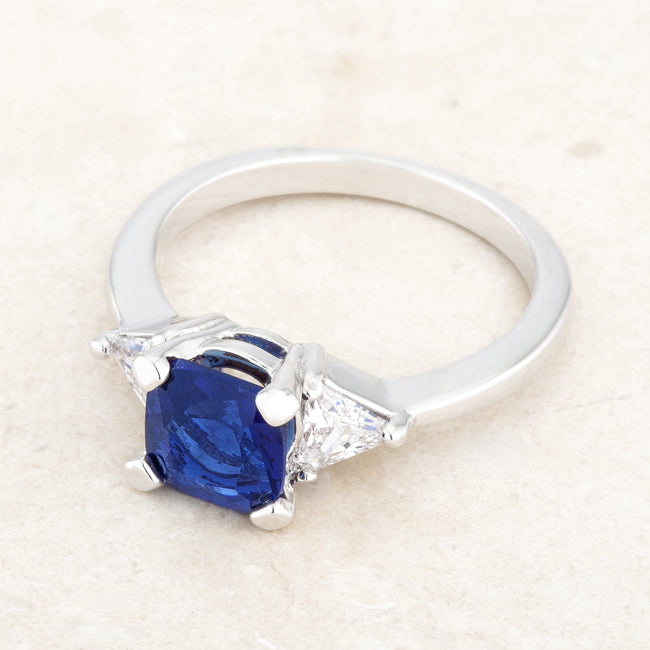 Sultry Edge Classic Muse Shonda 1.8ct Sapphire CZ Rhodium Cushion Classic Statement Ring - Friggin Jewelry Fashion