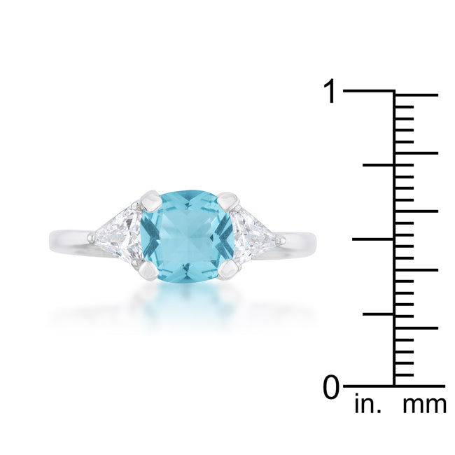 Captivating Edge Modern Icon Shonda 1.8ct Blue Topaz CZ Rhodium Cushion Classic Statement Ring - Friggin Jewelry Fashion
