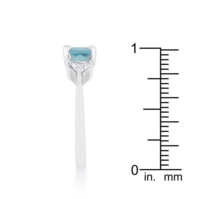 Captivating Edge Modern Icon Shonda 1.8ct Blue Topaz CZ Rhodium Cushion Classic Statement Ring - Friggin Jewelry Fashion
