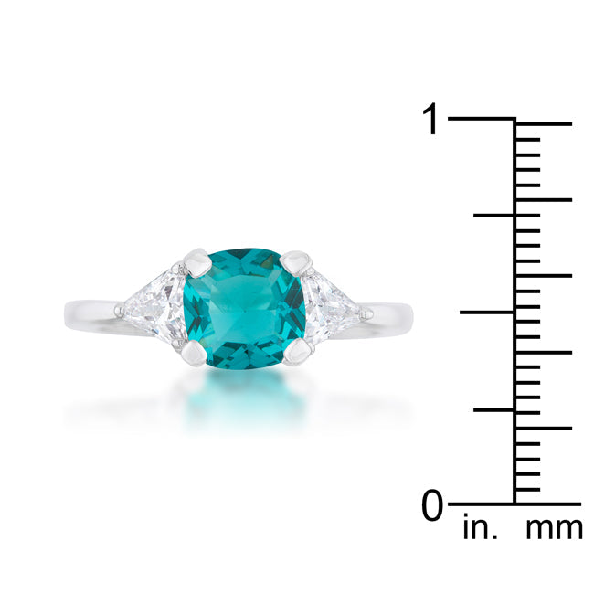Lustre Detail Studio Line Shonda 1.8ct Aqua CZ Rhodium Cushion Classic Statement Ring - Friggin Jewelry Fashion