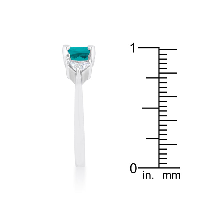 Lustre Detail Studio Line Shonda 1.8ct Aqua CZ Rhodium Cushion Classic Statement Ring - Friggin Jewelry Fashion