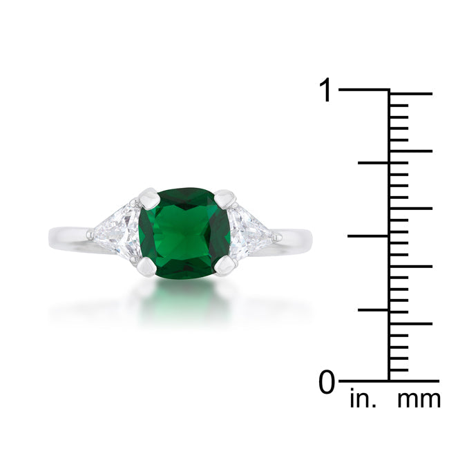 Iconic Whisper Everyday Line Shonda 1.8ct Emerald CZ Rhodium Cushion Classic Statement Ring - Friggin Jewelry Fashion