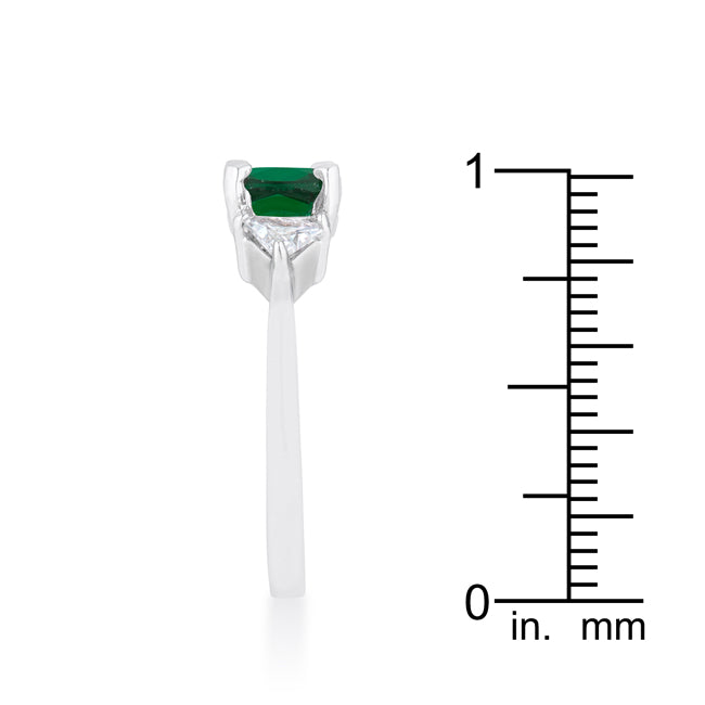 Iconic Whisper Everyday Line Shonda 1.8ct Emerald CZ Rhodium Cushion Classic Statement Ring - Friggin Jewelry Fashion