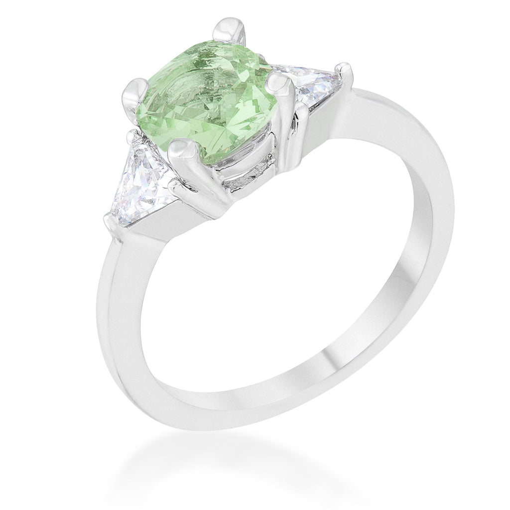 Polished Legacy Icon Series Shonda 1.8ct Peridot CZ Rhodium Cushion Classic Statement Ring - Friggin Jewelry Fashion