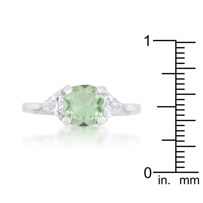 Polished Legacy Icon Series Shonda 1.8ct Peridot CZ Rhodium Cushion Classic Statement Ring - Friggin Jewelry Fashion