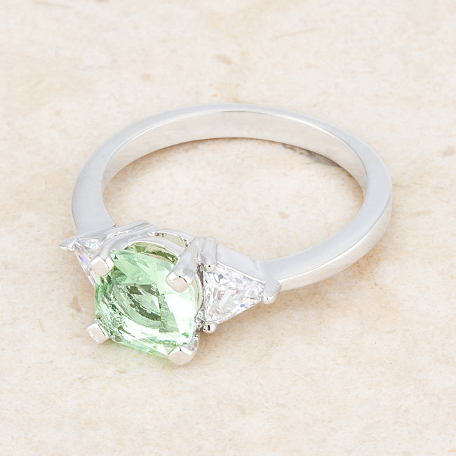 Polished Legacy Icon Series Shonda 1.8ct Peridot CZ Rhodium Cushion Classic Statement Ring - Friggin Jewelry Fashion
