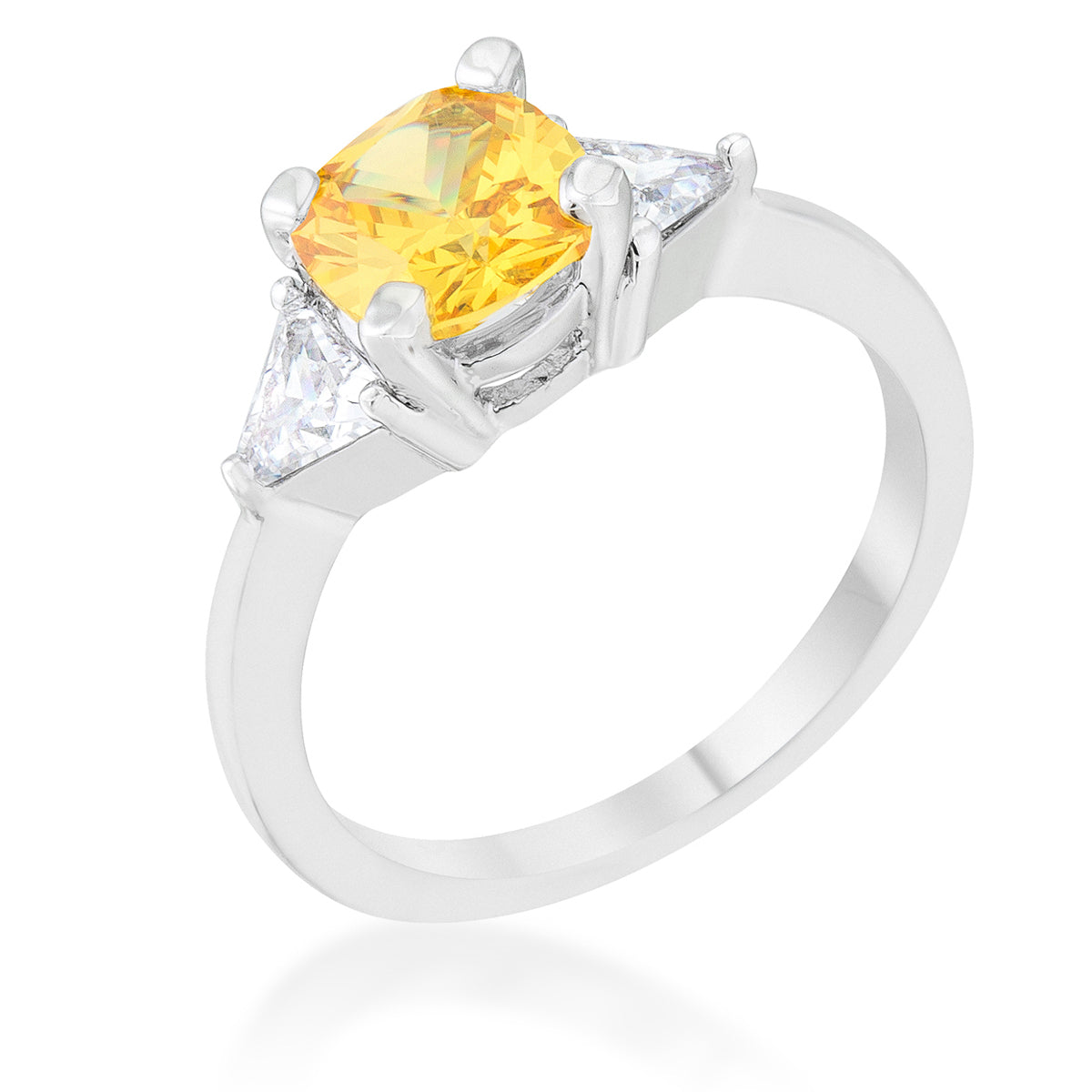 Cheeky Rebel Bold Edit Shonda 1.8ct Canary CZ Rhodium Cushion Classic Statement Ring - Friggin Jewelry Fashion