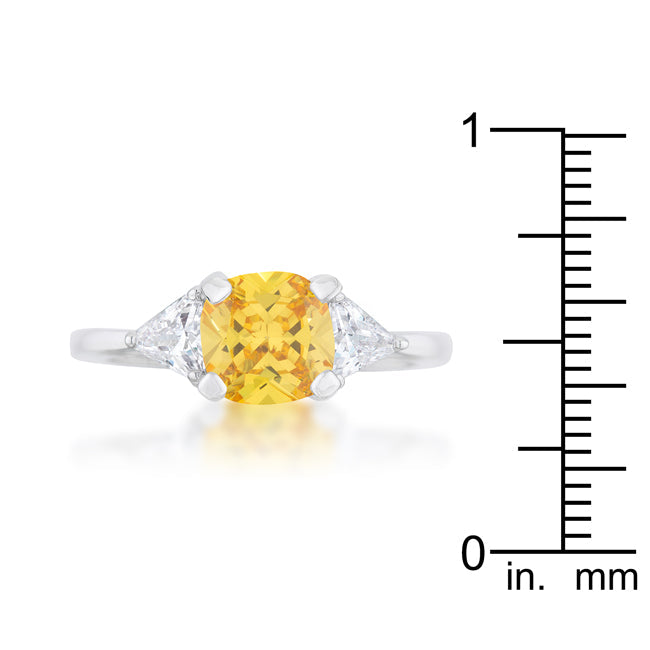 Cheeky Rebel Bold Edit Shonda 1.8ct Canary CZ Rhodium Cushion Classic Statement Ring - Friggin Jewelry Fashion