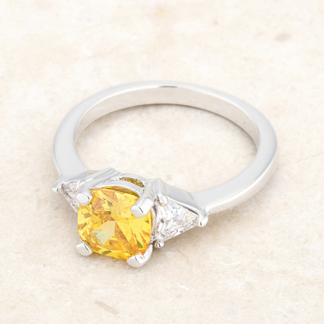Cheeky Rebel Bold Edit Shonda 1.8ct Canary CZ Rhodium Cushion Classic Statement Ring - Friggin Jewelry Fashion