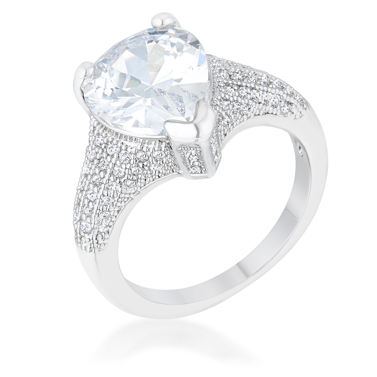 Velvet Heroine Bold Line Rhyne 5.8ct CZ Rhodium Pear Cocktail Ring - Friggin Jewelry Fashion