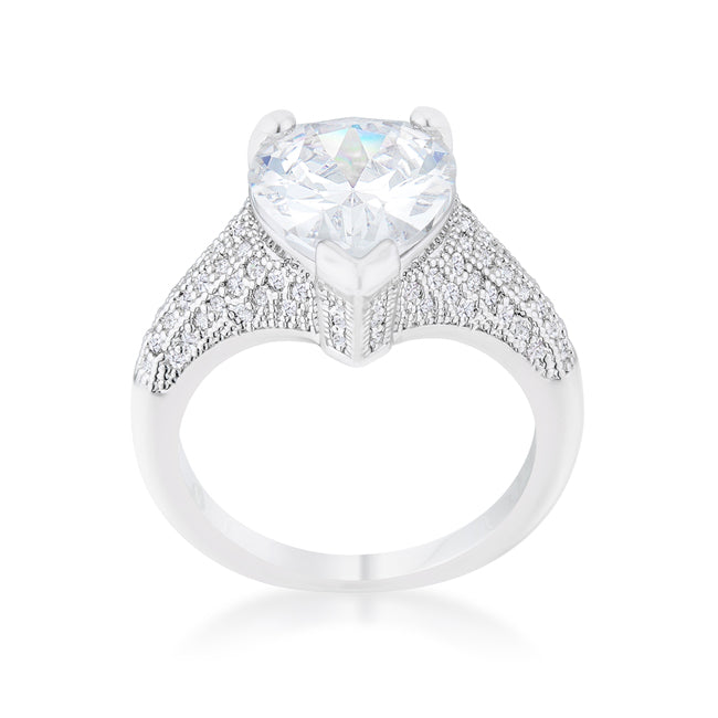 Velvet Heroine Bold Line Rhyne 5.8ct CZ Rhodium Pear Cocktail Ring - Friggin Jewelry Fashion