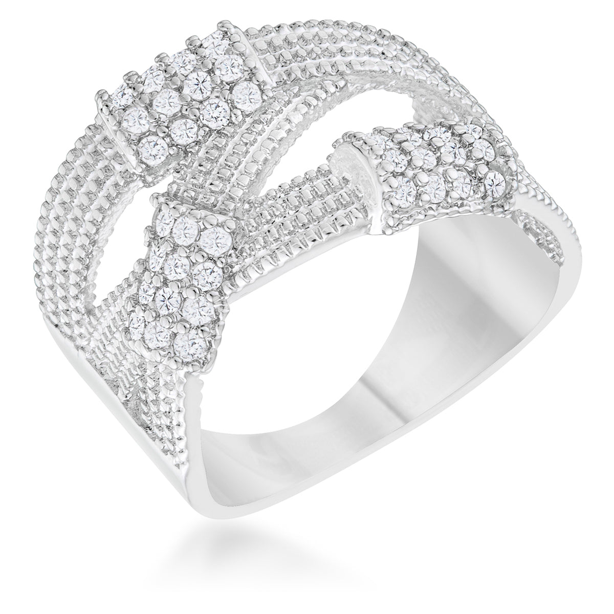 Confident Whisper Signature Edit Peyton 0.36ct CZ Rhodium Wide Cable Statement Ring - Friggin Jewelry Fashion