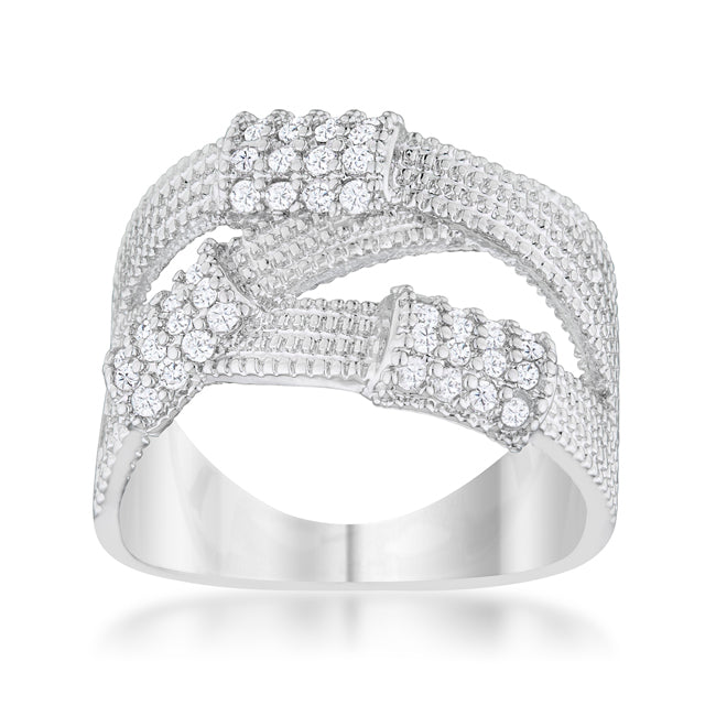 Confident Whisper Signature Edit Peyton 0.36ct CZ Rhodium Wide Cable Statement Ring - Friggin Jewelry Fashion