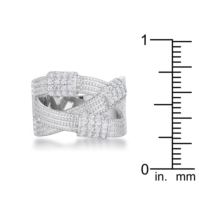Confident Whisper Signature Edit Peyton 0.36ct CZ Rhodium Wide Cable Statement Ring - Friggin Jewelry Fashion
