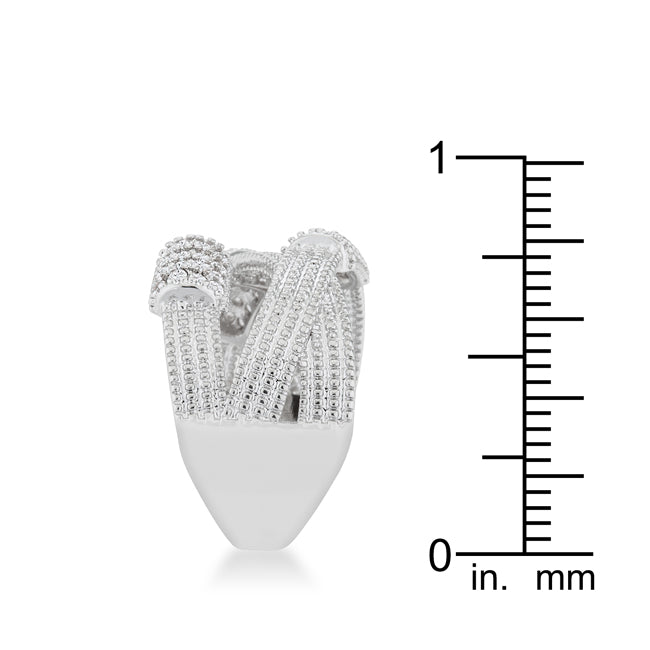 Confident Whisper Signature Edit Peyton 0.36ct CZ Rhodium Wide Cable Statement Ring - Friggin Jewelry Fashion