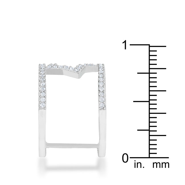 Everyday Bold Whisper Line Nailey 0.75ct CZ Rhodium Star Contemporary Ring - Friggin Jewelry Fashion