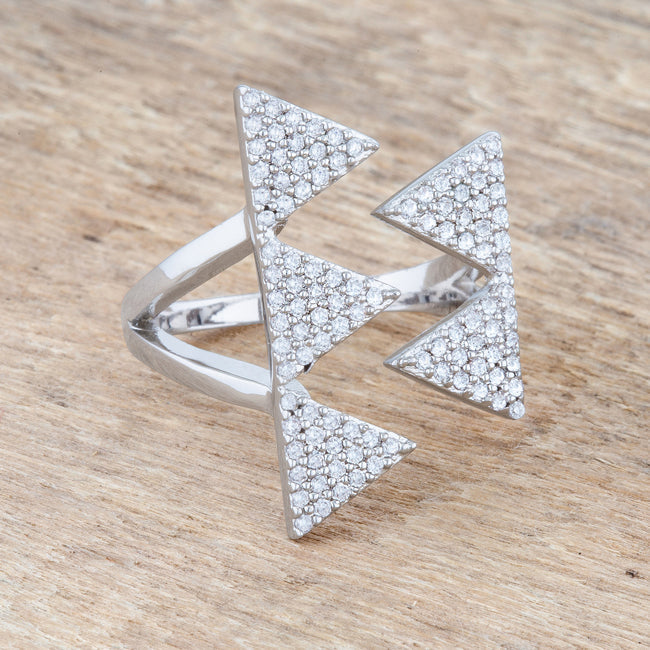 Proper Spark Everyday Icon Nori 0.63ct CZ Rhodium Geometric Contemporary Ring - Friggin Jewelry Fashion