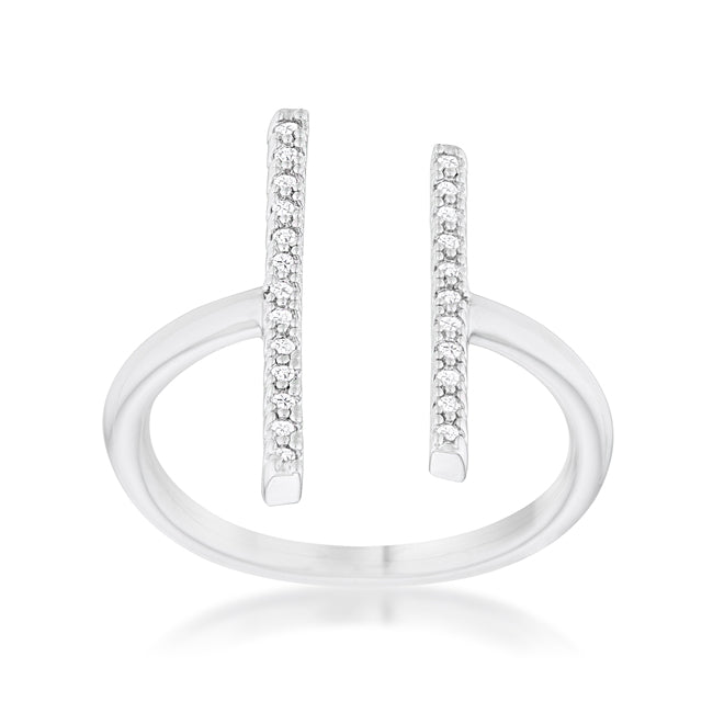 Legacy Form Studio Edit Sharna 12ct CZ Rhodium Parallel Contemporary Ring - Friggin Jewelry Fashion