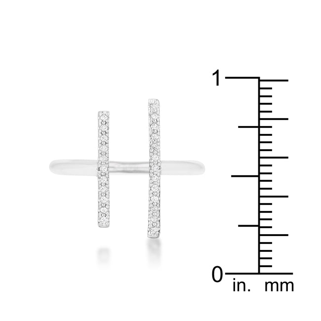 Legacy Form Studio Edit Sharna 12ct CZ Rhodium Parallel Contemporary Ring - Friggin Jewelry Fashion