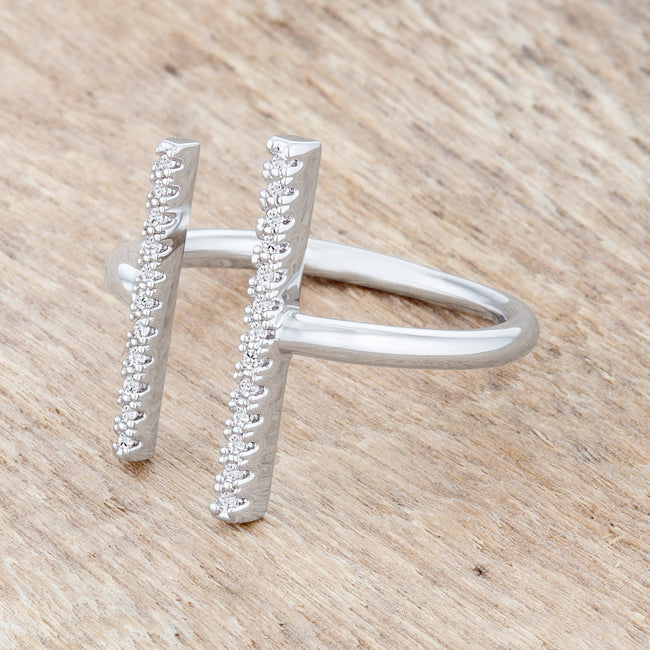Legacy Form Studio Edit Sharna 12ct CZ Rhodium Parallel Contemporary Ring - Friggin Jewelry Fashion