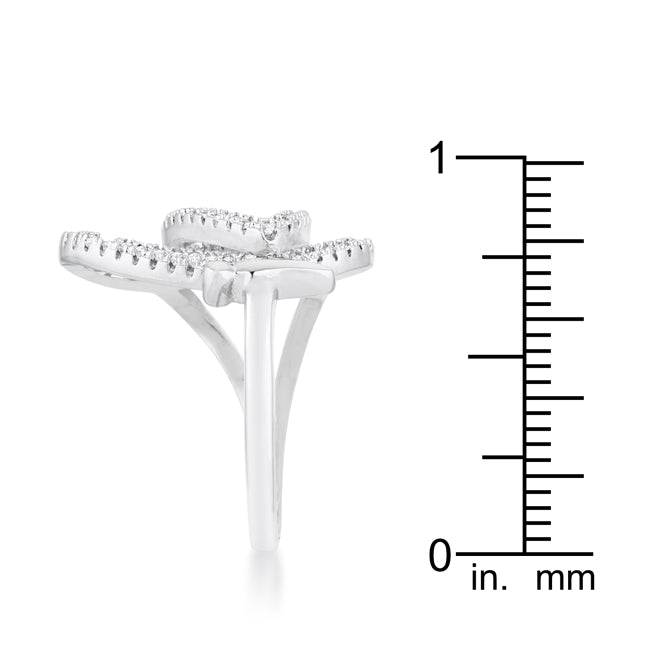 Gallery Form Modern Edit Bea 0.4ct CZ Rhodium Pave Butterfly Ring - Friggin Jewelry Fashion