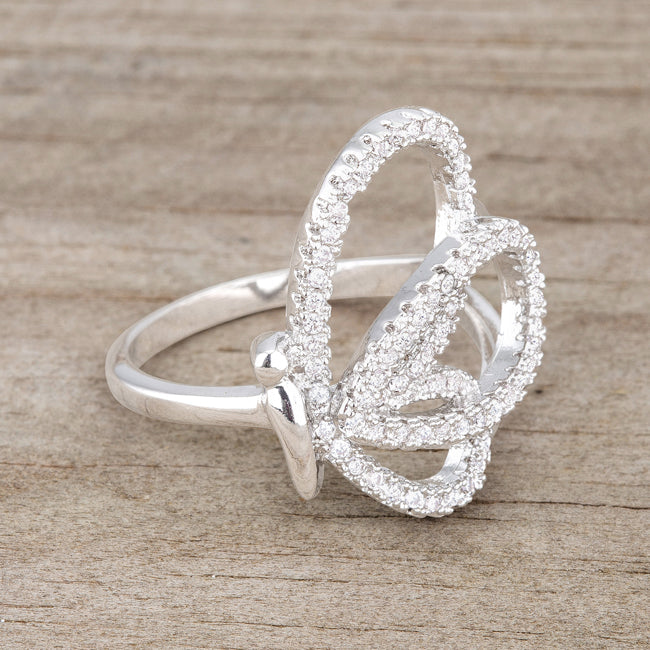 Gallery Form Modern Edit Bea 0.4ct CZ Rhodium Pave Butterfly Ring - Friggin Jewelry Fashion