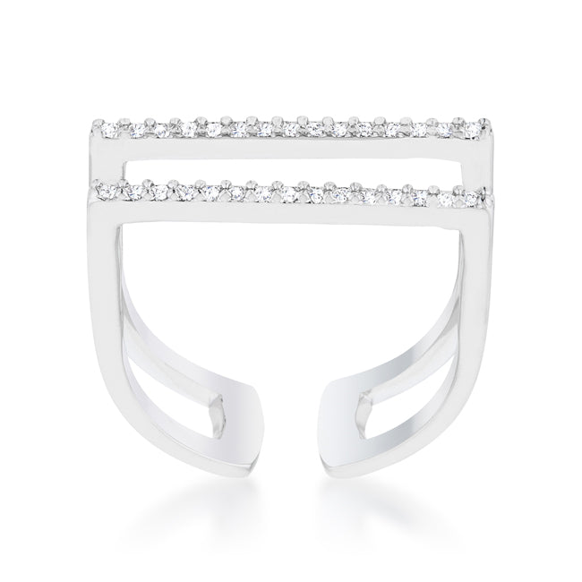 Everyday Edge Signature Icon Jenn 0.2ct CZ Rhodium Pave Parallel Ring - Friggin Jewelry Fashion