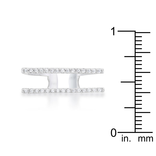 Everyday Edge Signature Icon Jenn 0.2ct CZ Rhodium Pave Parallel Ring - Friggin Jewelry Fashion