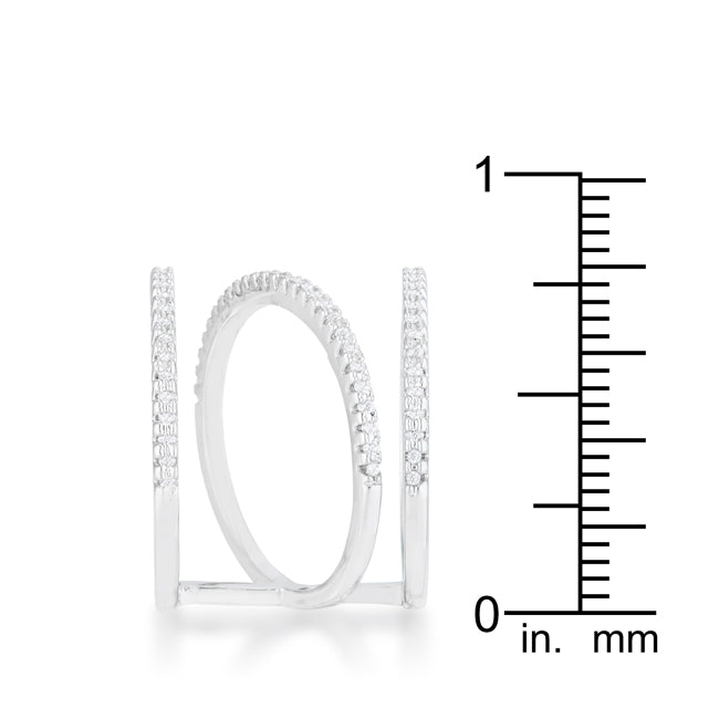 Covetable Icon Classic Line Shauna 0.4ct CZ Rhodium Wide Contemporary Ring - Friggin Jewelry Fashion