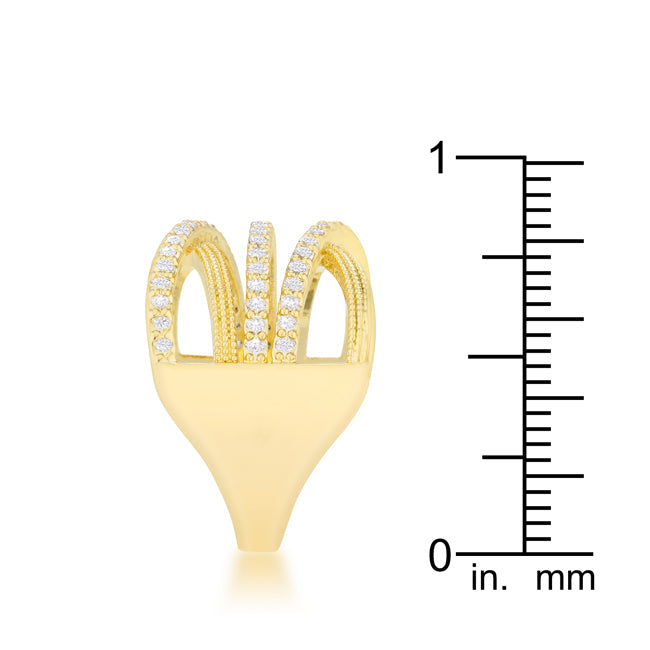 Couture Whisper Signature Line Greta 0.57ct CZ 14k Gold Wide Cocktail Cable Ring - Friggin Jewelry Fashion