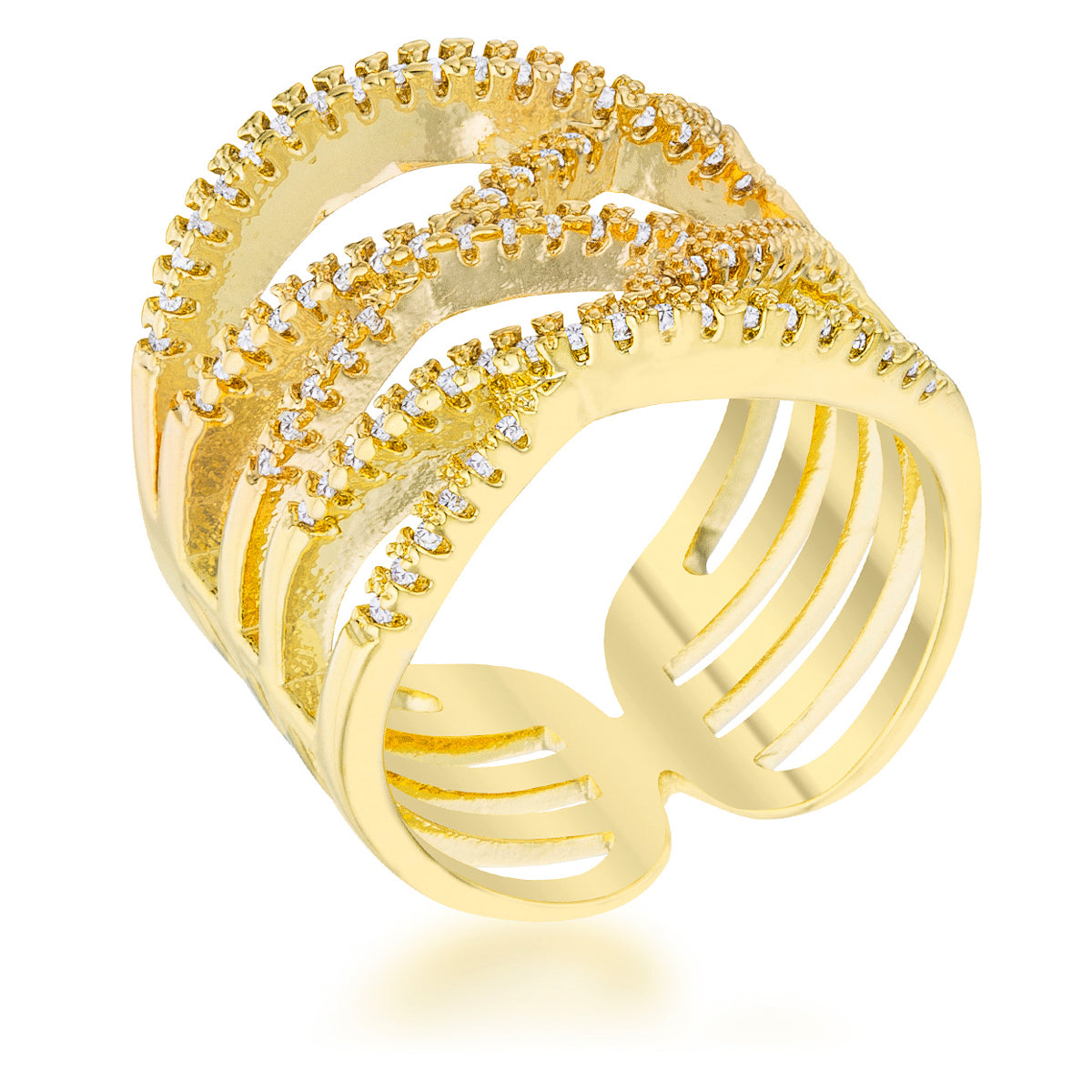Refined Whisper Signature Edit Mandy 0.6ct CZ 14k Gold Contemporary Wide Ring - Friggin Jewelry Fashion