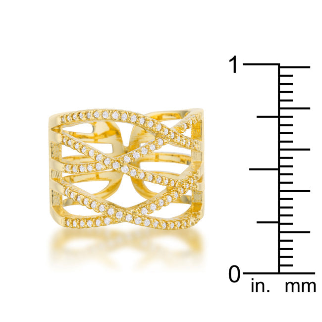 Refined Whisper Signature Edit Mandy 0.6ct CZ 14k Gold Contemporary Wide Ring - Friggin Jewelry Fashion