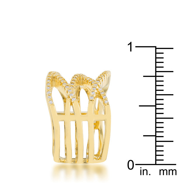 Refined Whisper Signature Edit Mandy 0.6ct CZ 14k Gold Contemporary Wide Ring - Friggin Jewelry Fashion
