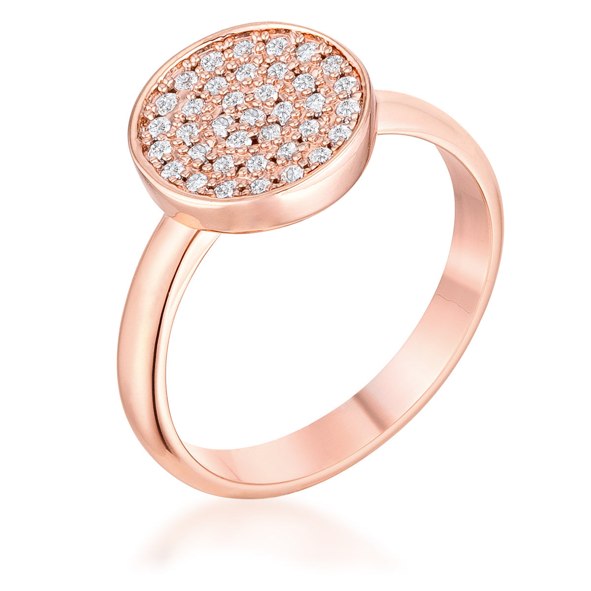 Radiant Edge Classic Series 0.2ct CZ Rose Gold Pave Circle Ring - Friggin Jewelry Fashion