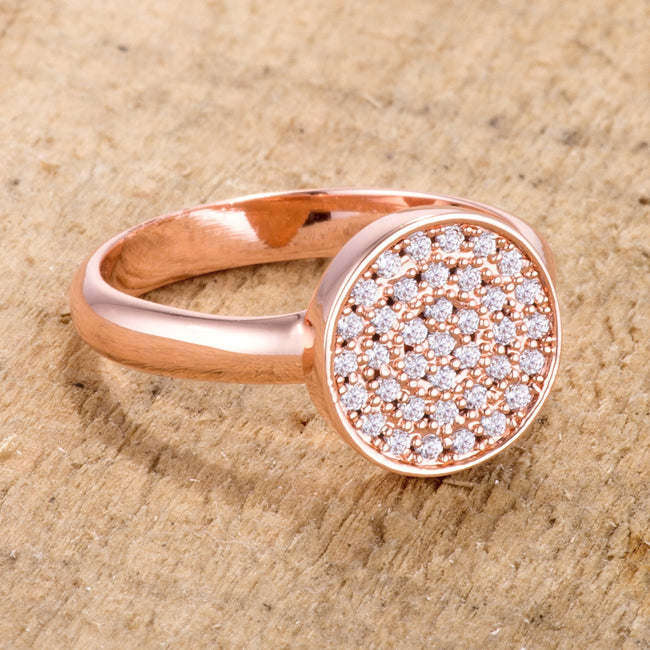 Radiant Edge Classic Series 0.2ct CZ Rose Gold Pave Circle Ring - Friggin Jewelry Fashion
