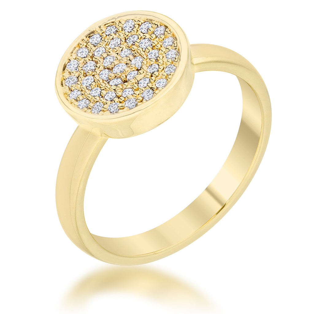 Refined Edge Signature Line Krystal 0.2ct CZ 14k Gold Pave Circle Ring - Friggin Jewelry Fashion