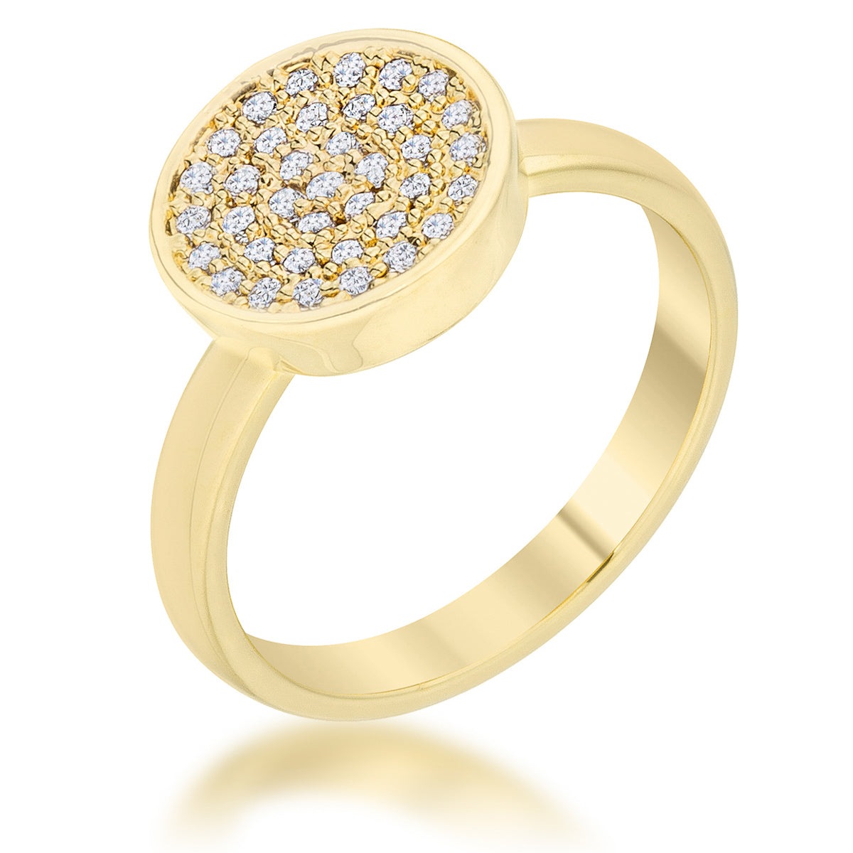 Refined Edge Signature Line Krystal 0.2ct CZ 14k Gold Pave Circle Ring - Friggin Jewelry Fashion