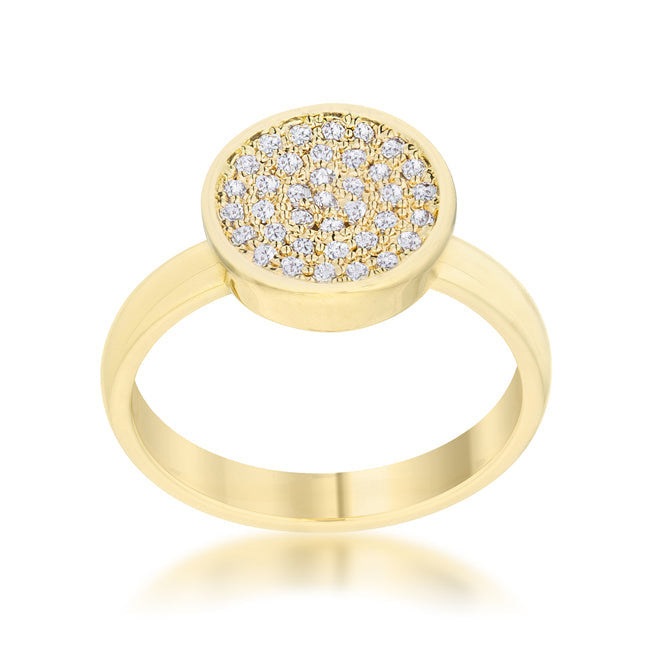 Refined Edge Signature Line Krystal 0.2ct CZ 14k Gold Pave Circle Ring - Friggin Jewelry Fashion