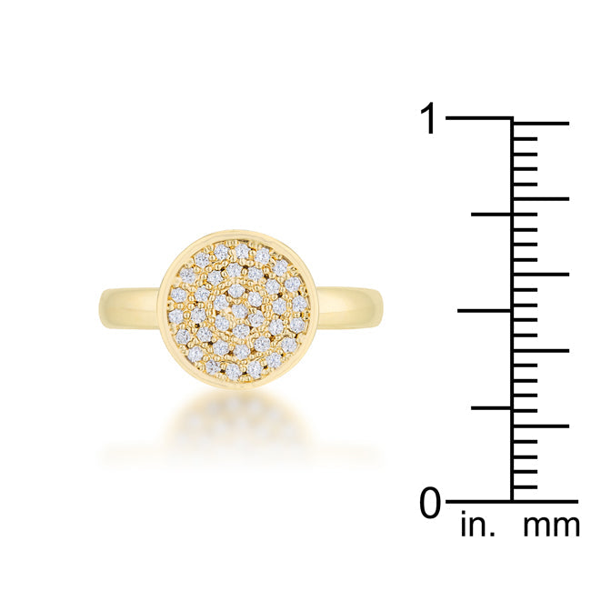 Refined Edge Signature Line Krystal 0.2ct CZ 14k Gold Pave Circle Ring - Friggin Jewelry Fashion