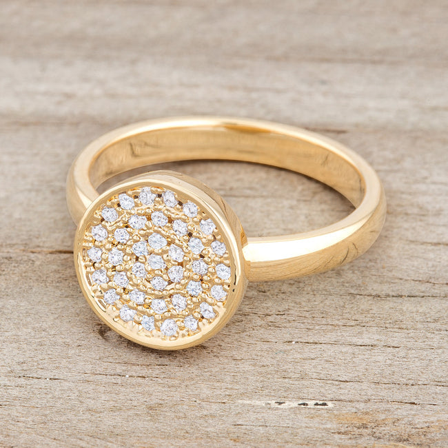 Refined Edge Signature Line Krystal 0.2ct CZ 14k Gold Pave Circle Ring - Friggin Jewelry Fashion