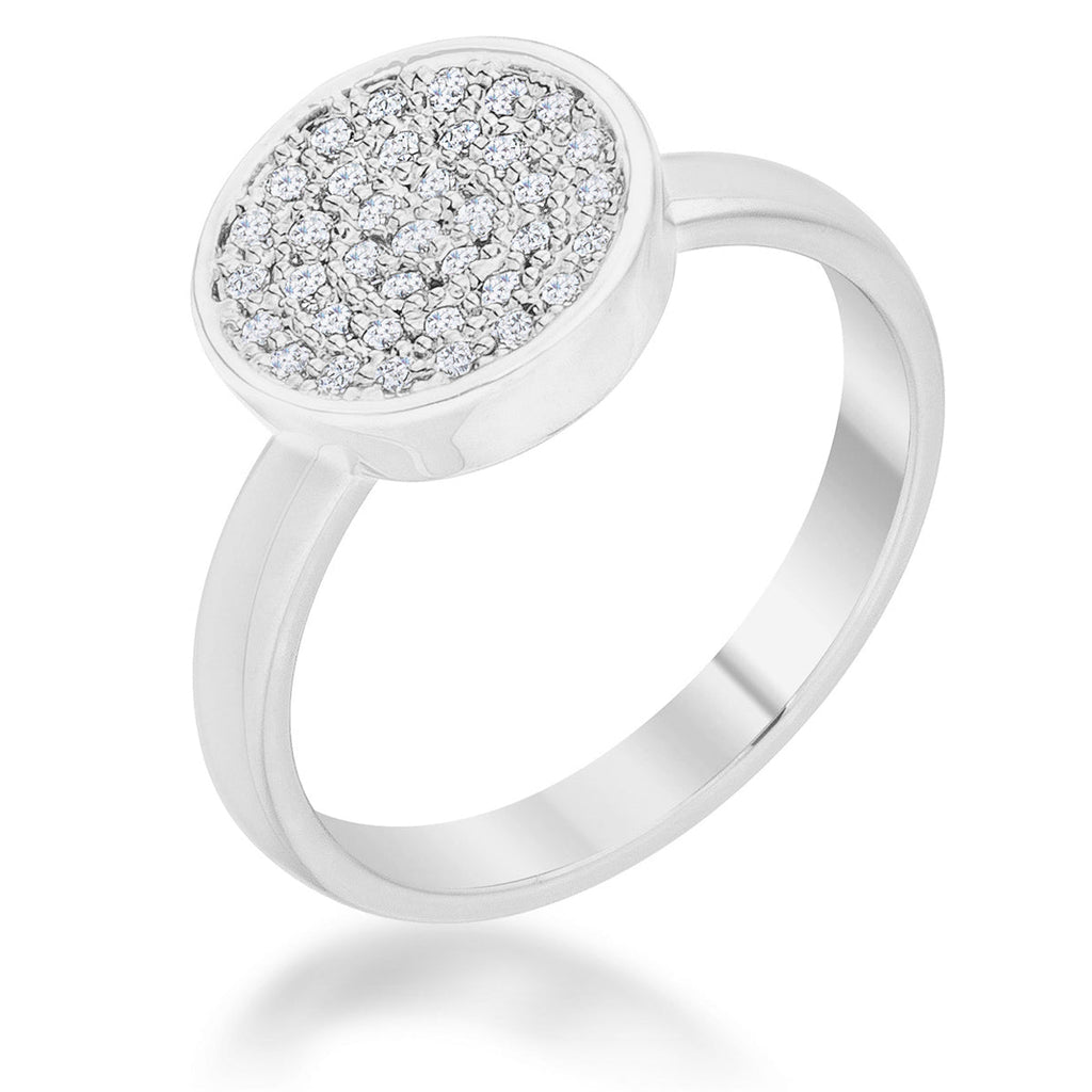 Sovereign Edge Modern Edit Krystal 0.2ct CZ Rhodium Pave Circle Ring - Friggin Jewelry Fashion