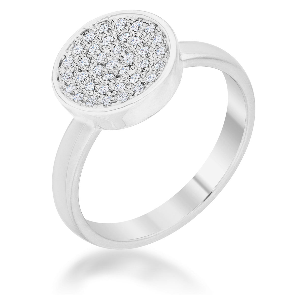 Sovereign Edge Modern Edit Krystal 0.2ct CZ Rhodium Pave Circle Ring - Friggin Jewelry Fashion