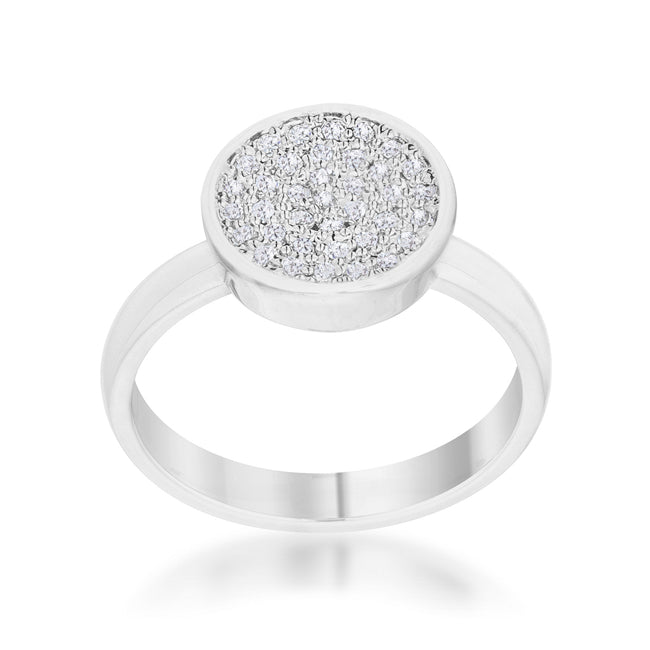 Sovereign Edge Modern Edit Krystal 0.2ct CZ Rhodium Pave Circle Ring - Friggin Jewelry Fashion
