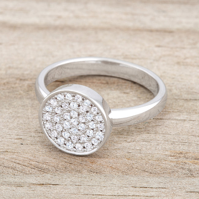 Sovereign Edge Modern Edit Krystal 0.2ct CZ Rhodium Pave Circle Ring - Friggin Jewelry Fashion